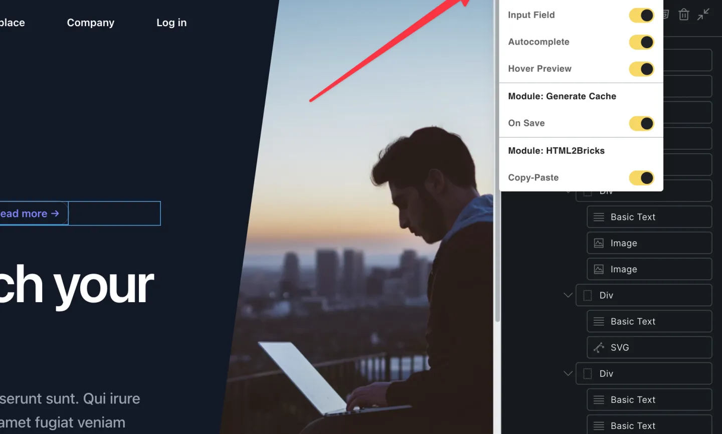 Enable or disable the features